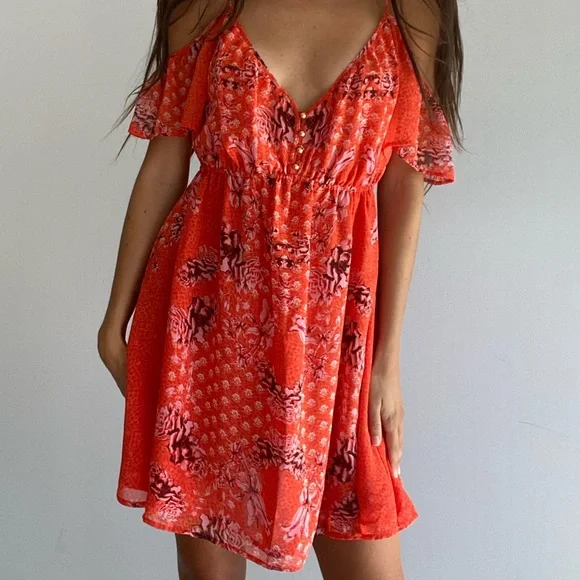 green emerald velvet dress Sun's Out Mini Dress Orange - US 8 main image 1